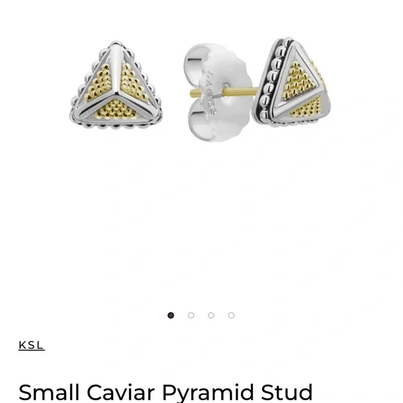 LAGOS Two-Tone Pyramid Stud Earrings - Picture 3 of 3